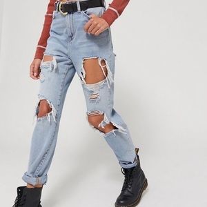 BDG Urban Outfitters Distressed Frayed Mom High Rise Denim Jeans